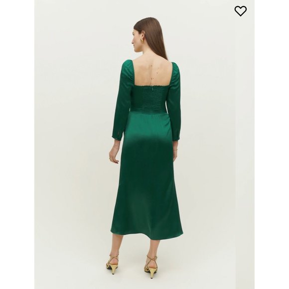 Reformation Gloriana Silk Dress in Emerald 10 NWT SOLD OUT - Picture 2 of 9